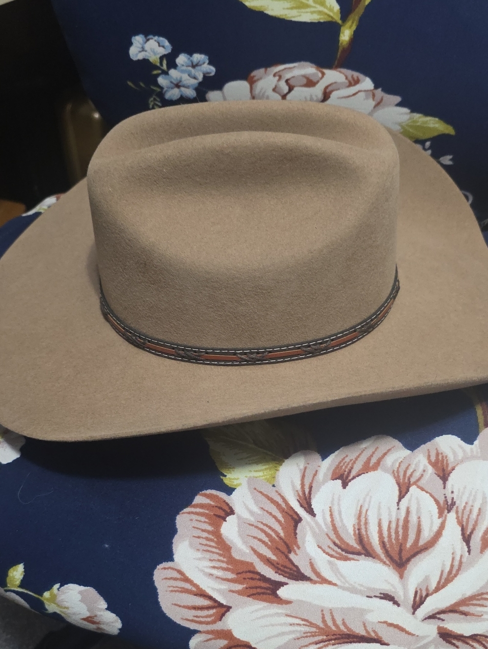 Justin Cowboy Tan Felt Western Hat with Braided Band - Picture 8 of 11
